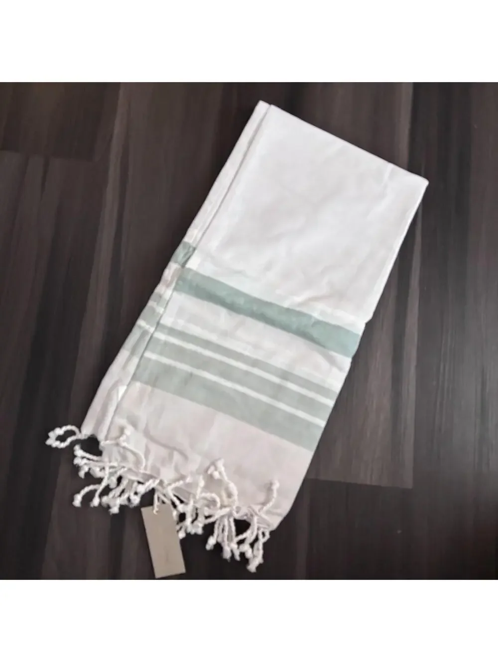 NWT Bloomingville Throw Blanket Cotton Beige Green Striped 60